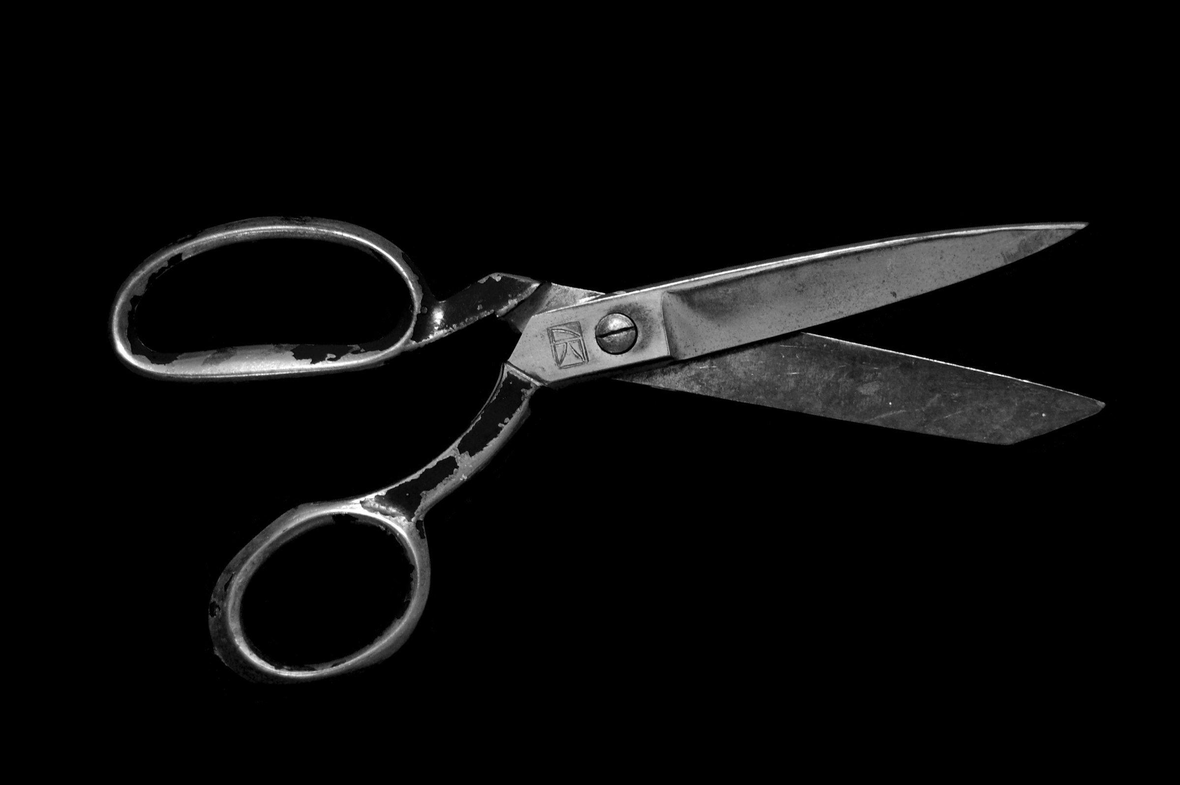 Gray steel scissors