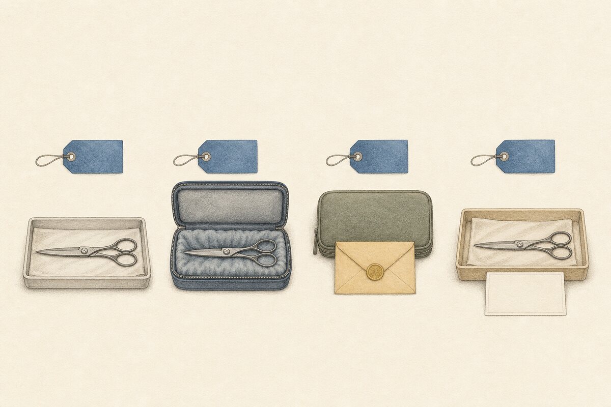 Four hand-drawn status bays repeat a blue identity tag beside protected closed-shear intake, transit, return, and release-review contexts.