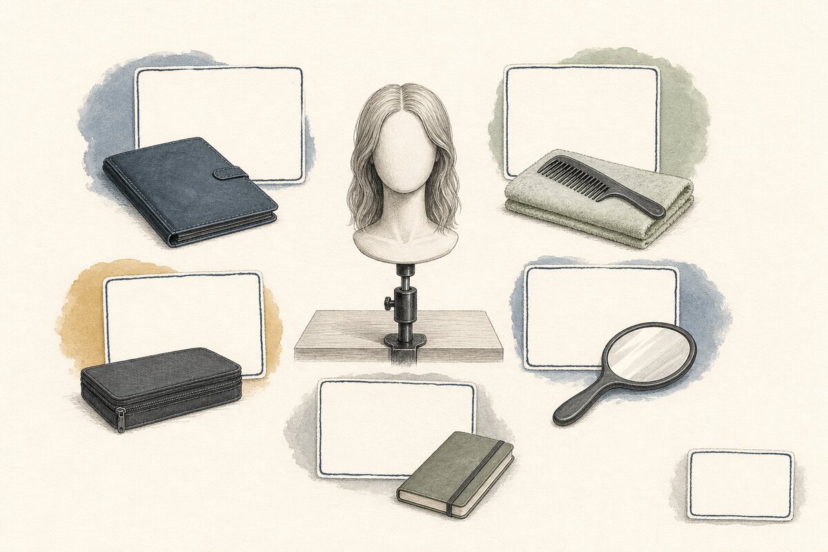 Hand-drawn educator workspace with a mannequin station, five separate blank domain cards and context objects, plus one isolated unresolved card.