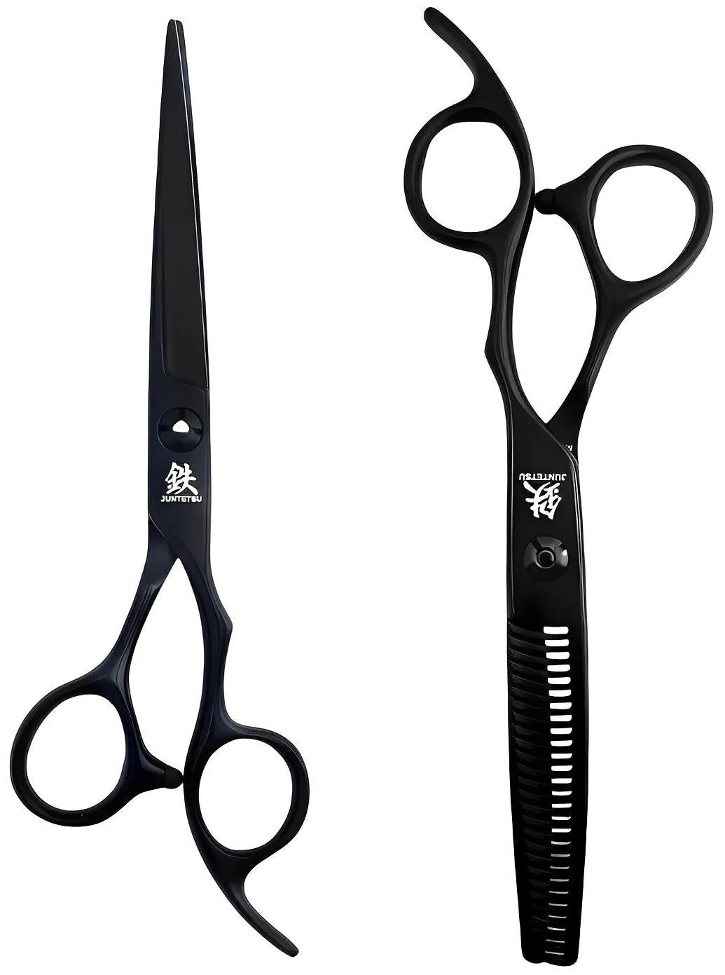 Juntetsu Matte Black Offset Professional Scissors Set