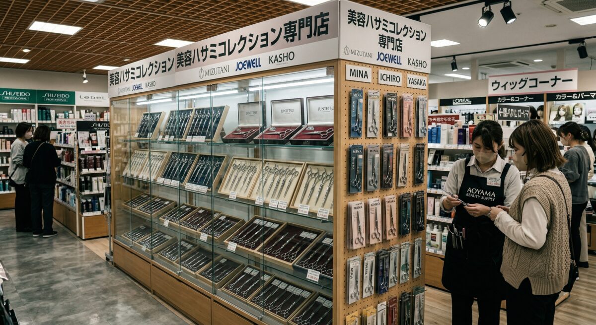 Large beauty supply retailer featuring professional scissor brands