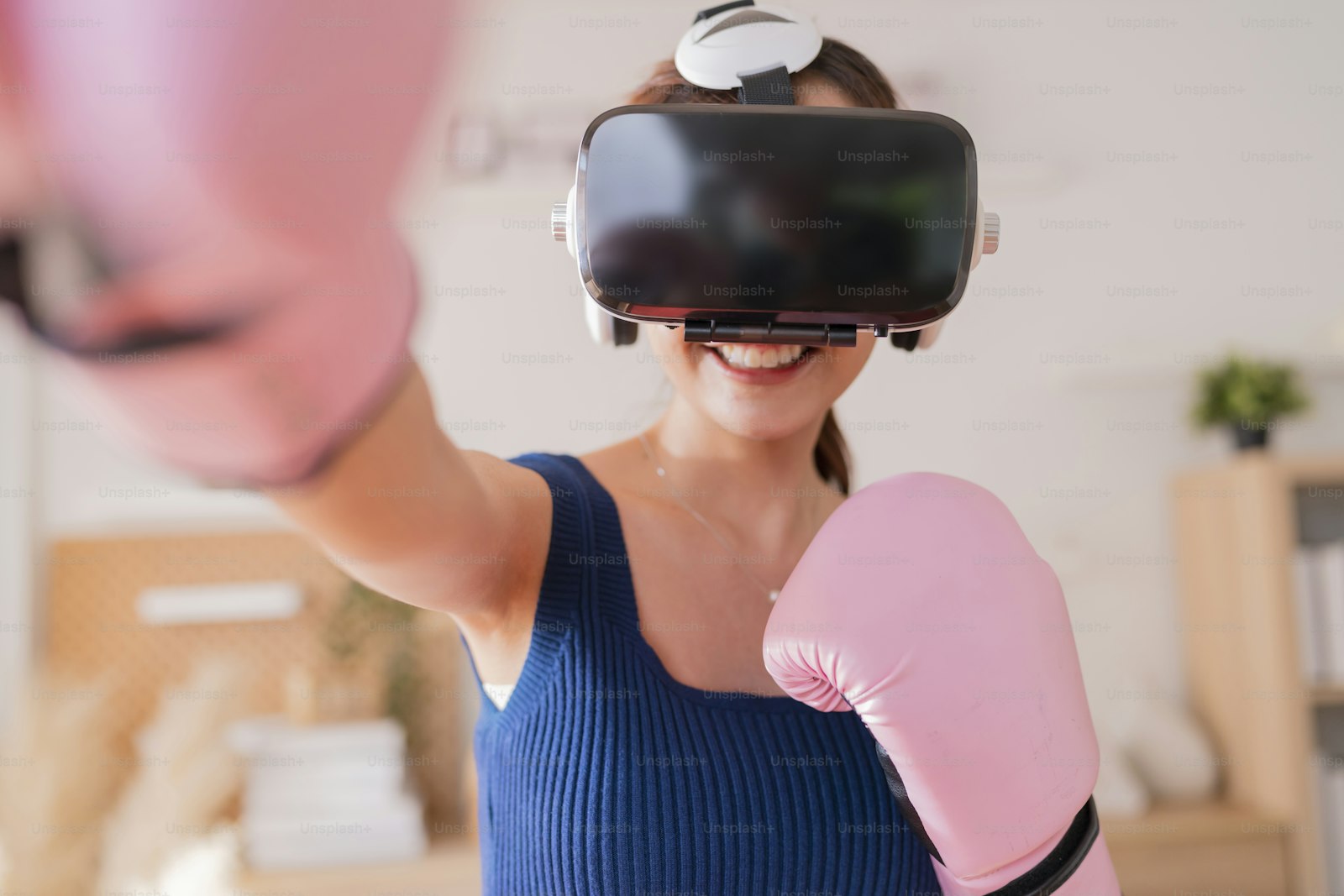 Educator testing a VR training module in a salon space