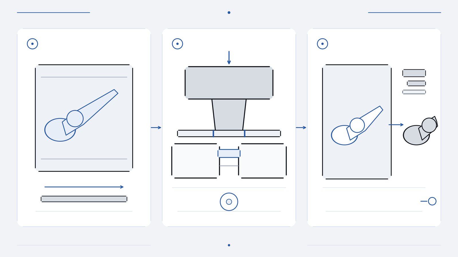 Three technical panels show a generic shear-half outline in sheet stock, a local punch-and-die cutting section, and the useful solid blank separated from the surrounding sheet.